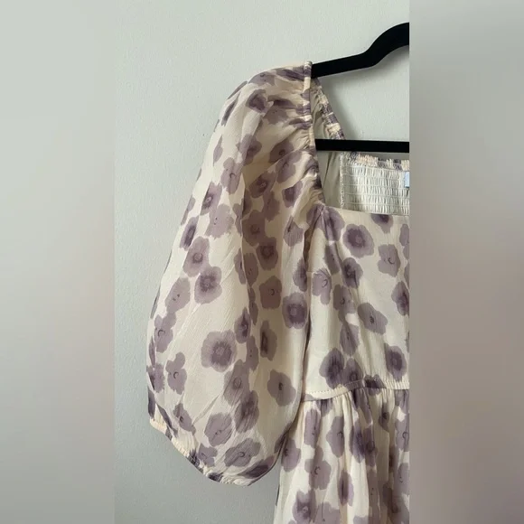 NWOT Polagram Floral Dress in Cream and Purple - Picture 8 of 10